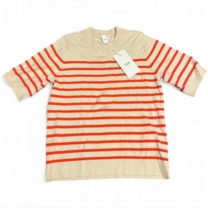 Cream and orange striped knit Y.A.S. top